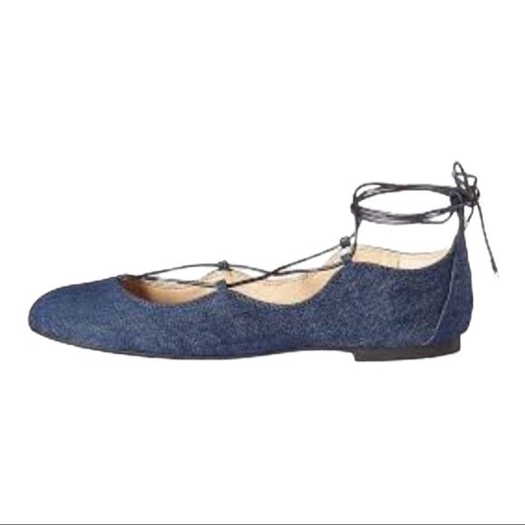 Sam Edelman Flynt Denim Wrap Around Flats Size 6 - Picture 2 of 8